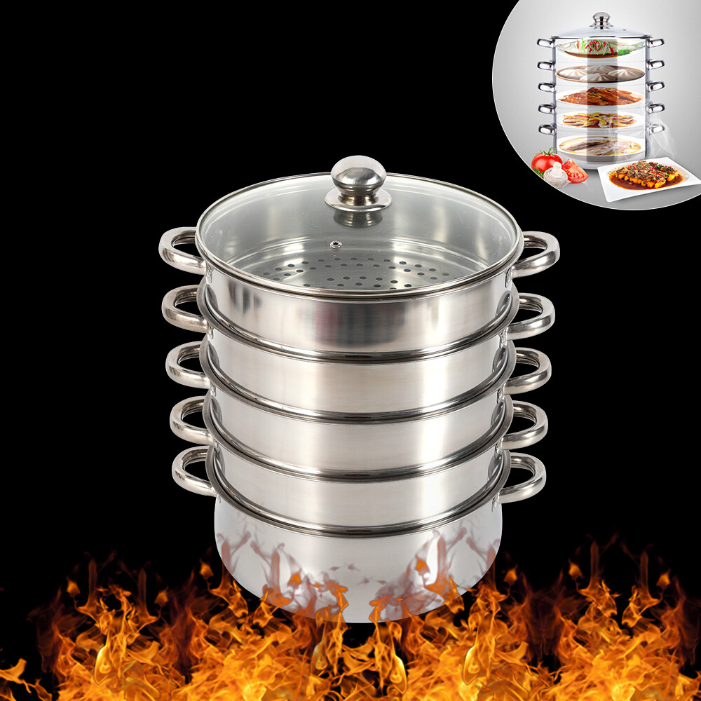 5-Layer Pot Steamer Multi-Layer Cookware Pot Cookware Stainless Steel Pot 28cm