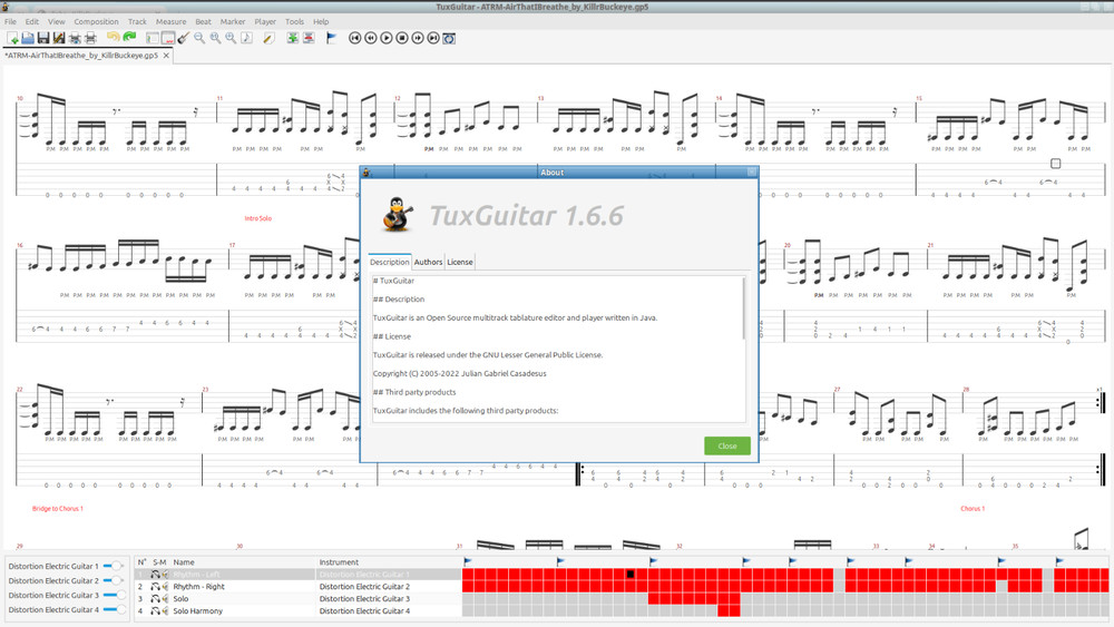 TuxGuitar Multitrack Guitar Tablature Editor & Player for Windows, mac & Android
