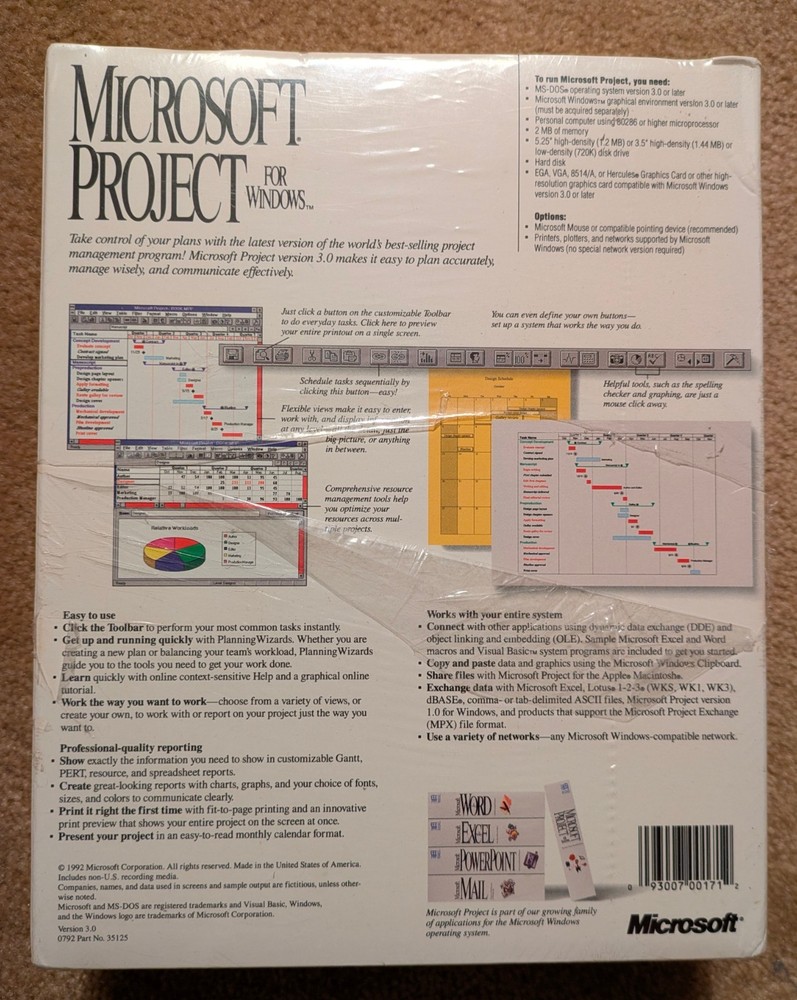 VINTAGE Microsoft Project for Windows(Sealed)