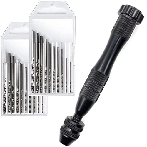 Precision Pin Vise Hand Drill - Steel Manual Tool with 20-Piece Micro Bits
