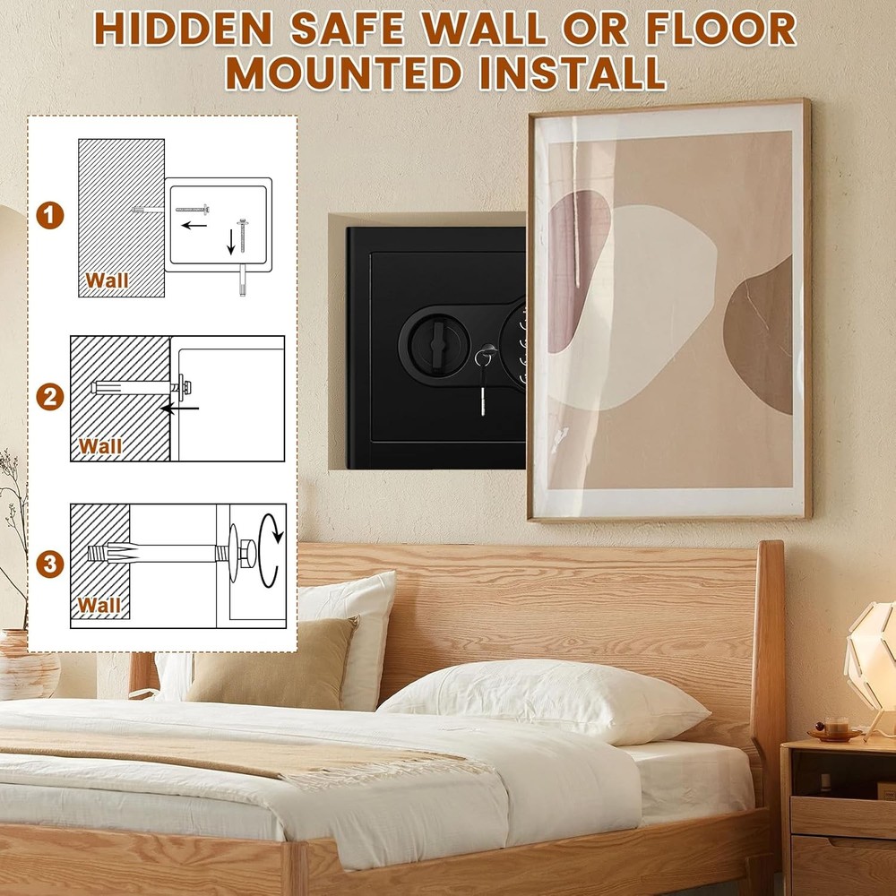 1.2 Cu Ft Home Safe Small Safe Box W/ Fireproof Waterproof Bags Programmable