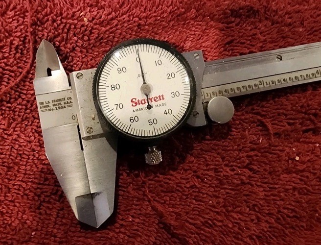 Starrett #120A Dial Caliper, SS, White Face, 0-6" Range, Missing Stop Pad -As-Is
