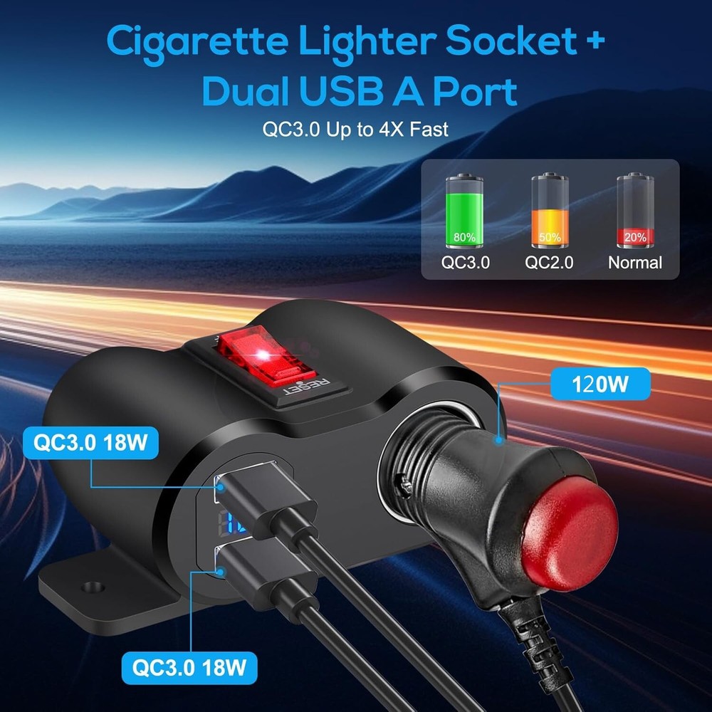 12V Car Cigarette Lighter Socket Splitter Dual USB Charger Power Adapter Outlet