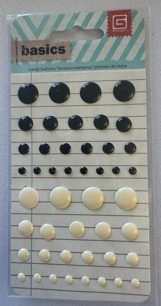 BasicGrey, Basics, Candy Buttons, Scrapbook/Junk Journal Embellishment