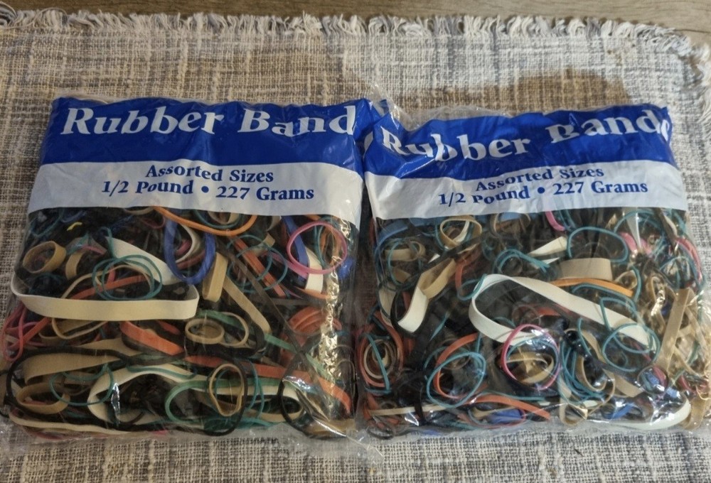 (2)Assorted Rubber Bands 1/2 Pound 227 Grams Multi Color and Size - MULTIPURPOSE
