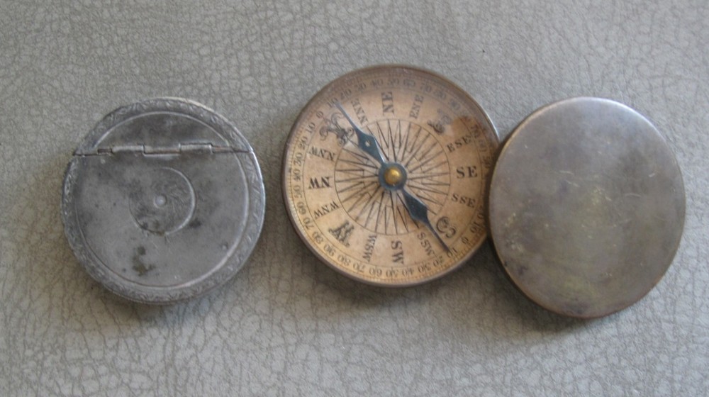 Antique Compass & Case.