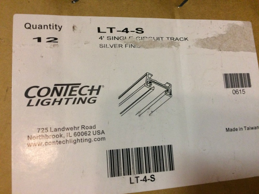 CONTECH LIGHTING LT-4-S  4' SINGLE CIRCUIT TRACK SILVER FINISH