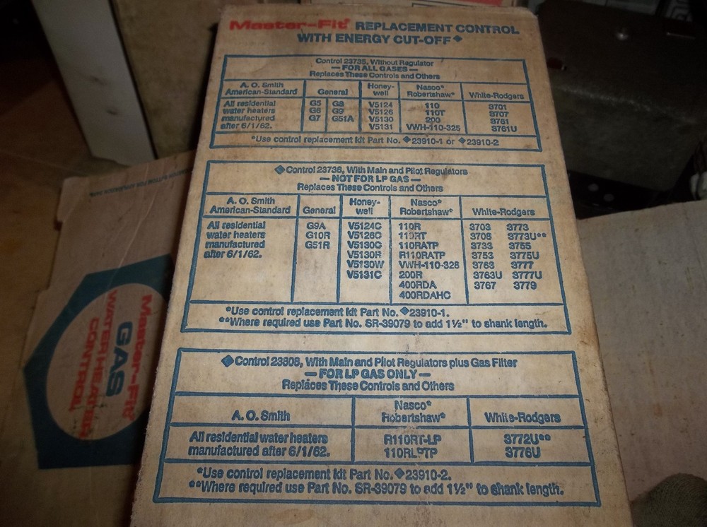 NEW A.O. SMITH # 23736 MASTER FIT WATER HEATER CONTROL