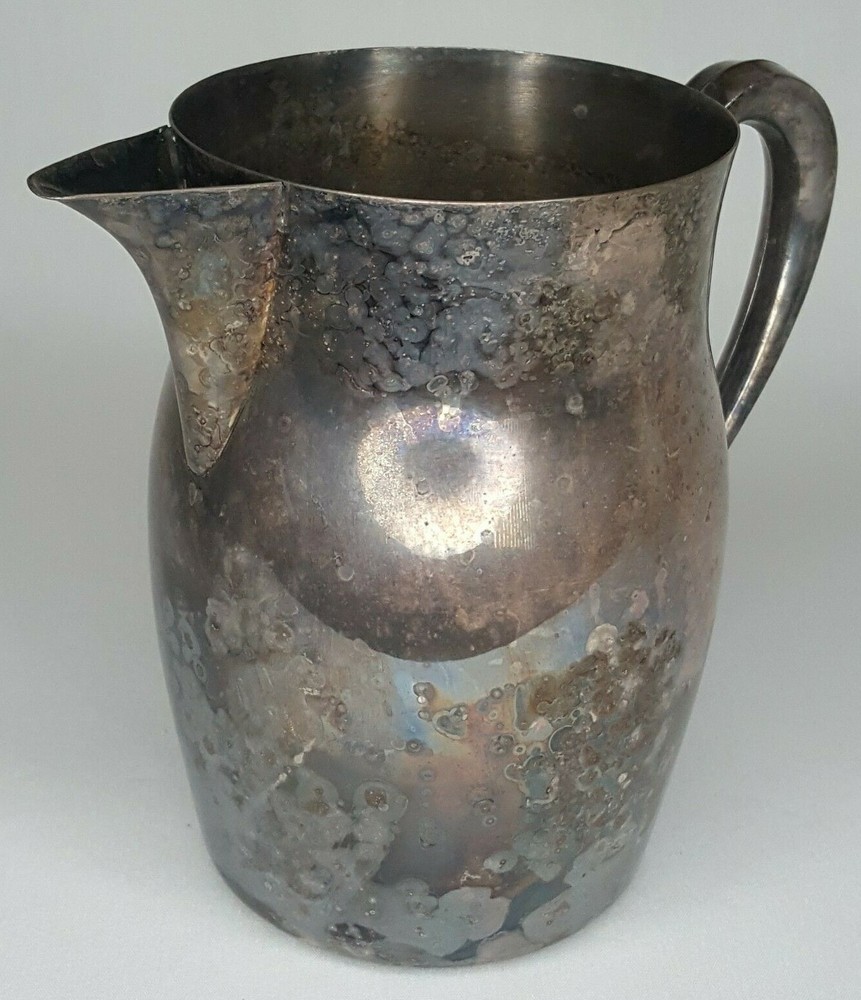 Vintage Silverplate Tarnished Pitcher 7.5" Tall
