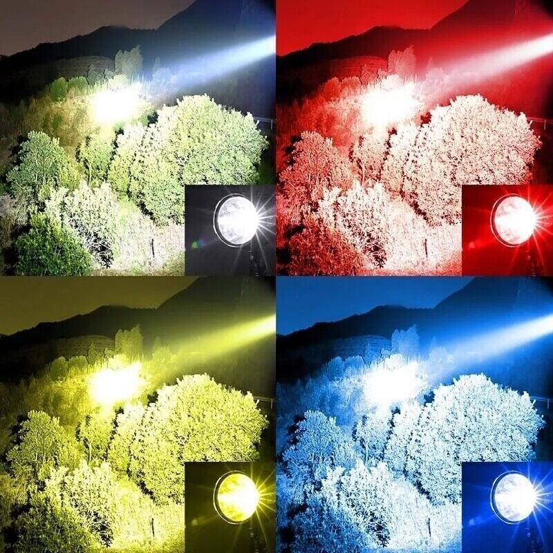 LED Flashlight 200000Lm Super Bright Searchlight Rechargeable Spotlight Handheld