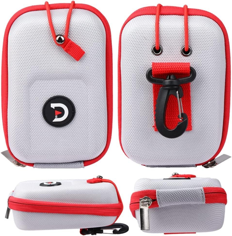 Compact Silver-Red Golf Rangefinder Case - Lightweight & Durable Protection