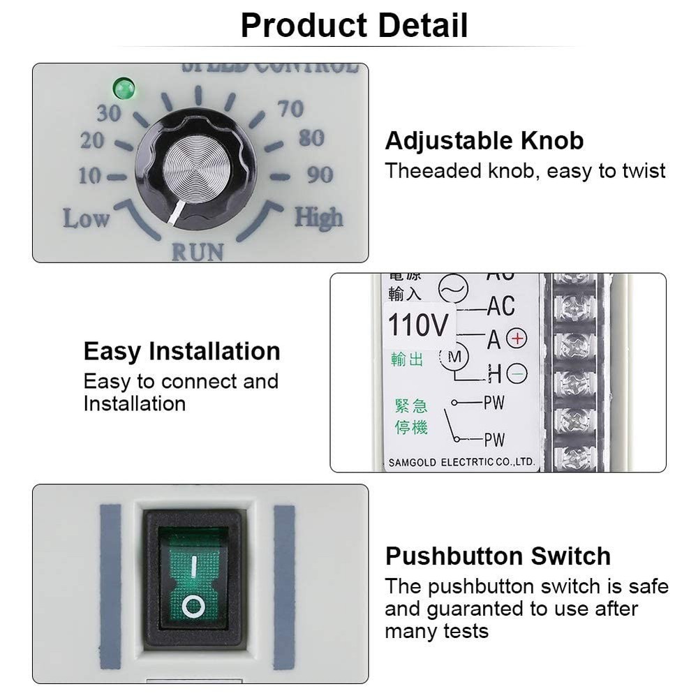 DC Motor Speed Controller AC 110V Input DC 24V-90V Output Motor Speed Control...