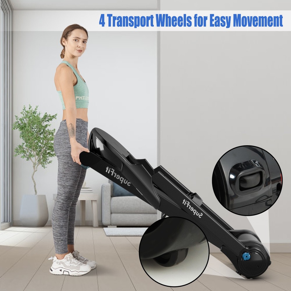 2.25HP Folding Treadmill Running Machine W/LED Touch Display APP Control Fit