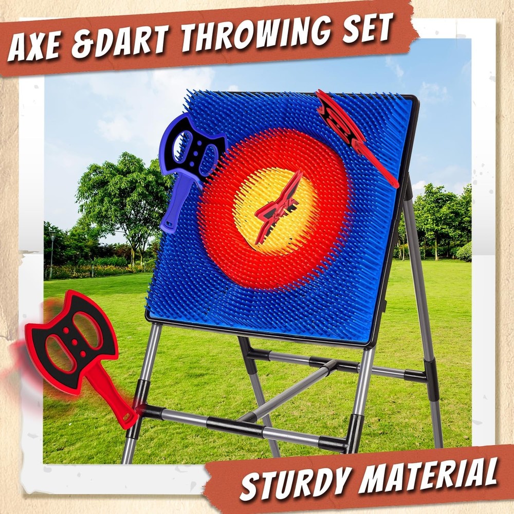 Axe Throwing Game for Backyard, Axe Throwing Target Set with 16 Throwing Axes...