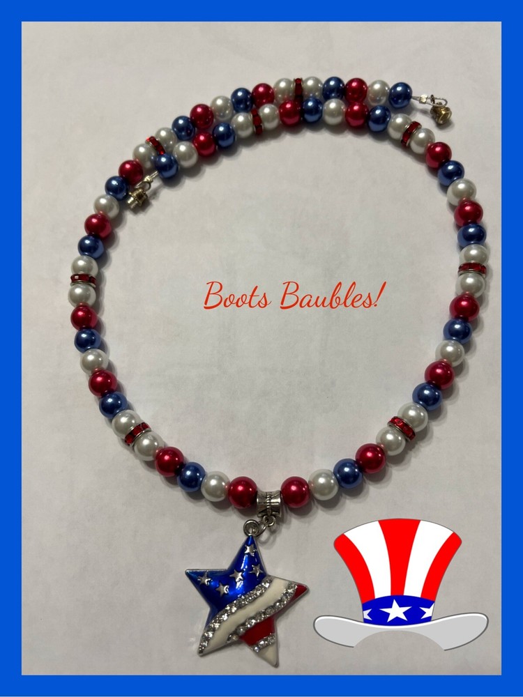 Red white and blue necklace