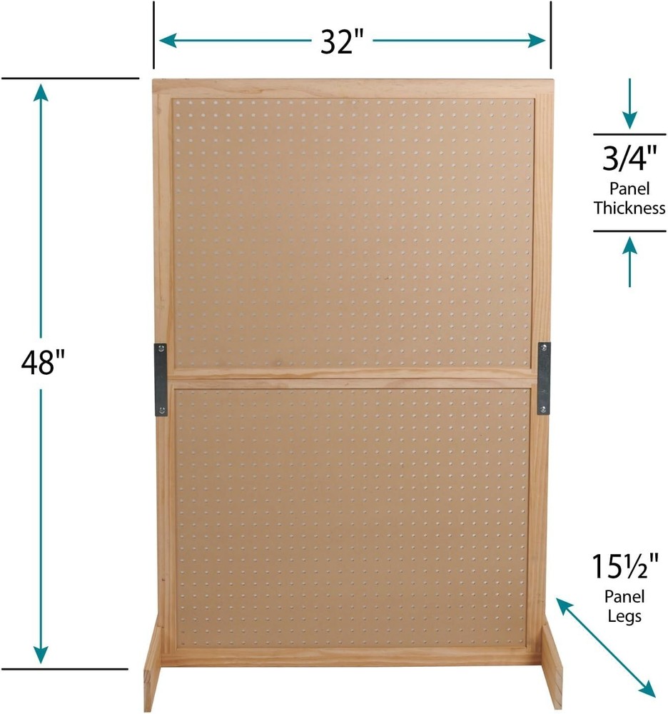Standing Pegboard Display Craft Panel Organizer Screen 32" Wide x 48" High
