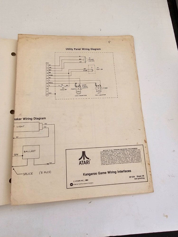 ATARI KANGAROO OPERATION MAINTENANCE & SERVICE MANUAL AND SCHEMATIC PACKAGE