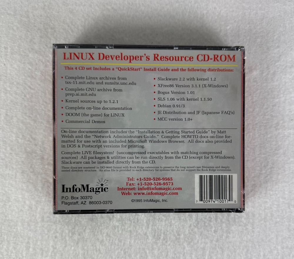 Linux Developer’s Resource 4 CD Set InfoMagic March 1995 (Sealed)