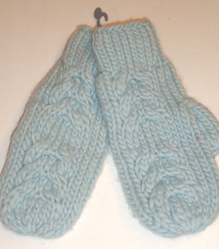 Fownes Cable Stich Mittens,O/S, Sky Blue