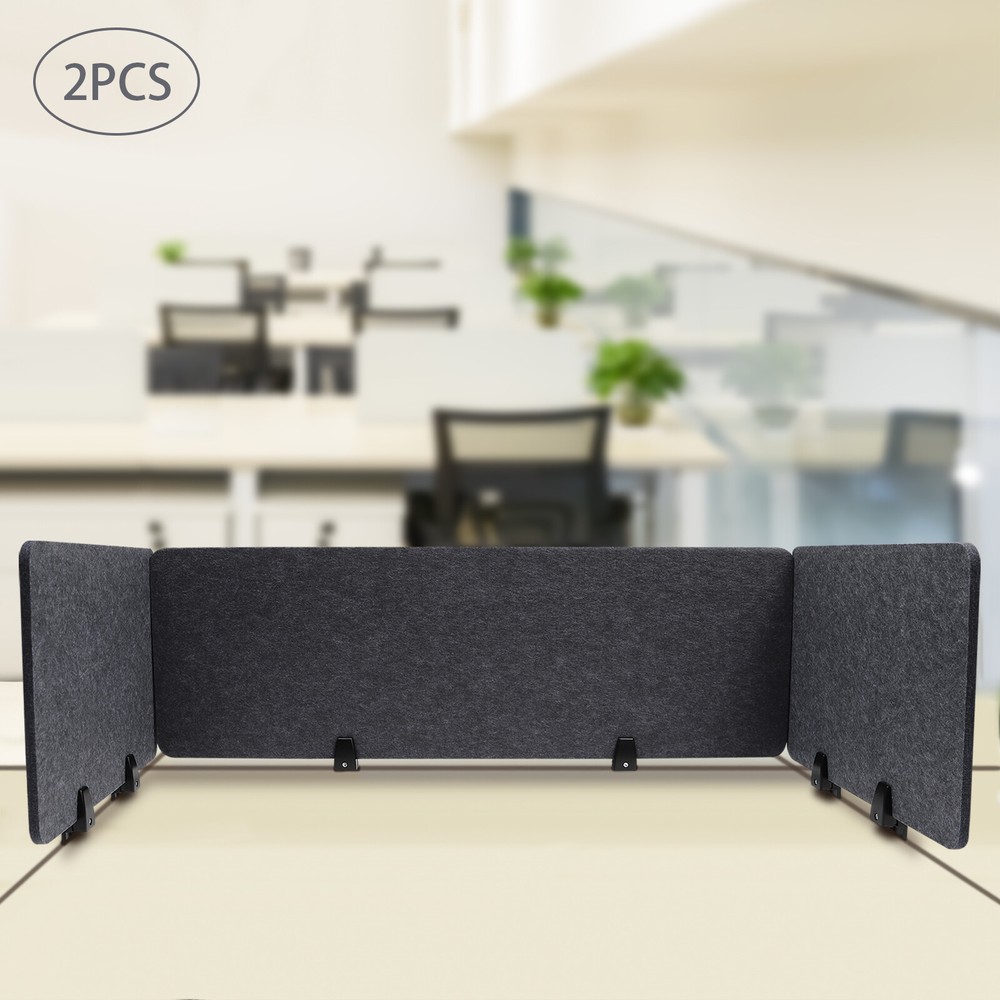 Desk Divider Desktop Clamp-On Privacy Panel 2* Long+4* Short Reduce Noise
