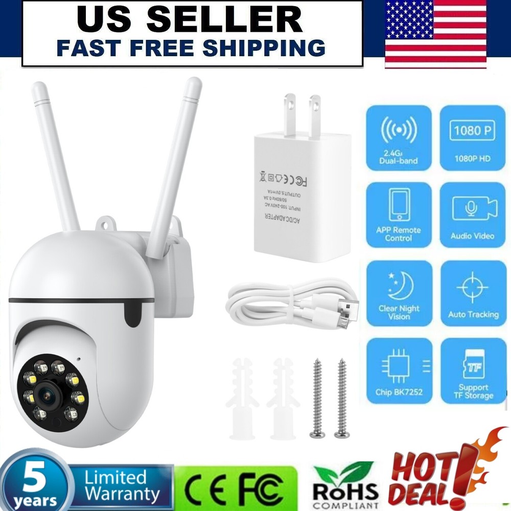 Wireless 2.4G WiFi Security Camera System Home Security Night Vision Cam 1080P