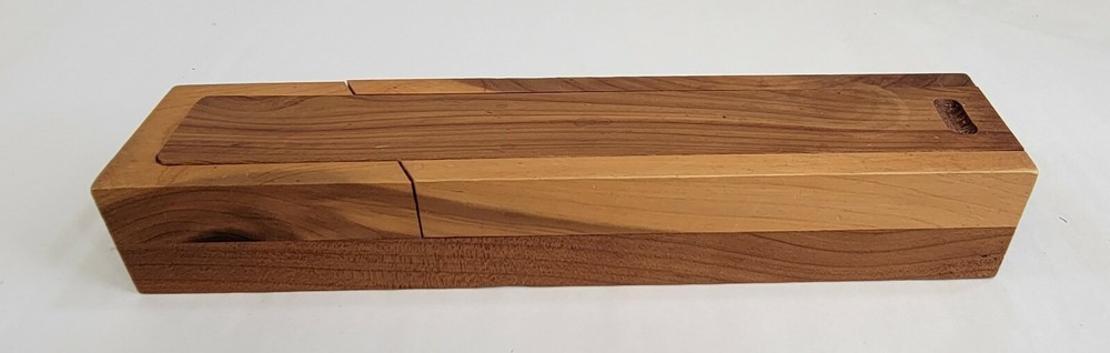 Wooden Calligraphy Pen Box Slide Top 3 Compartments