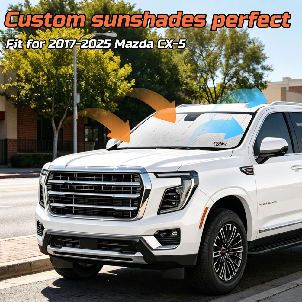Windshield Sun Shade Compatible for 2017-2025 Mazda CX-5 Silver Reflective Fo...