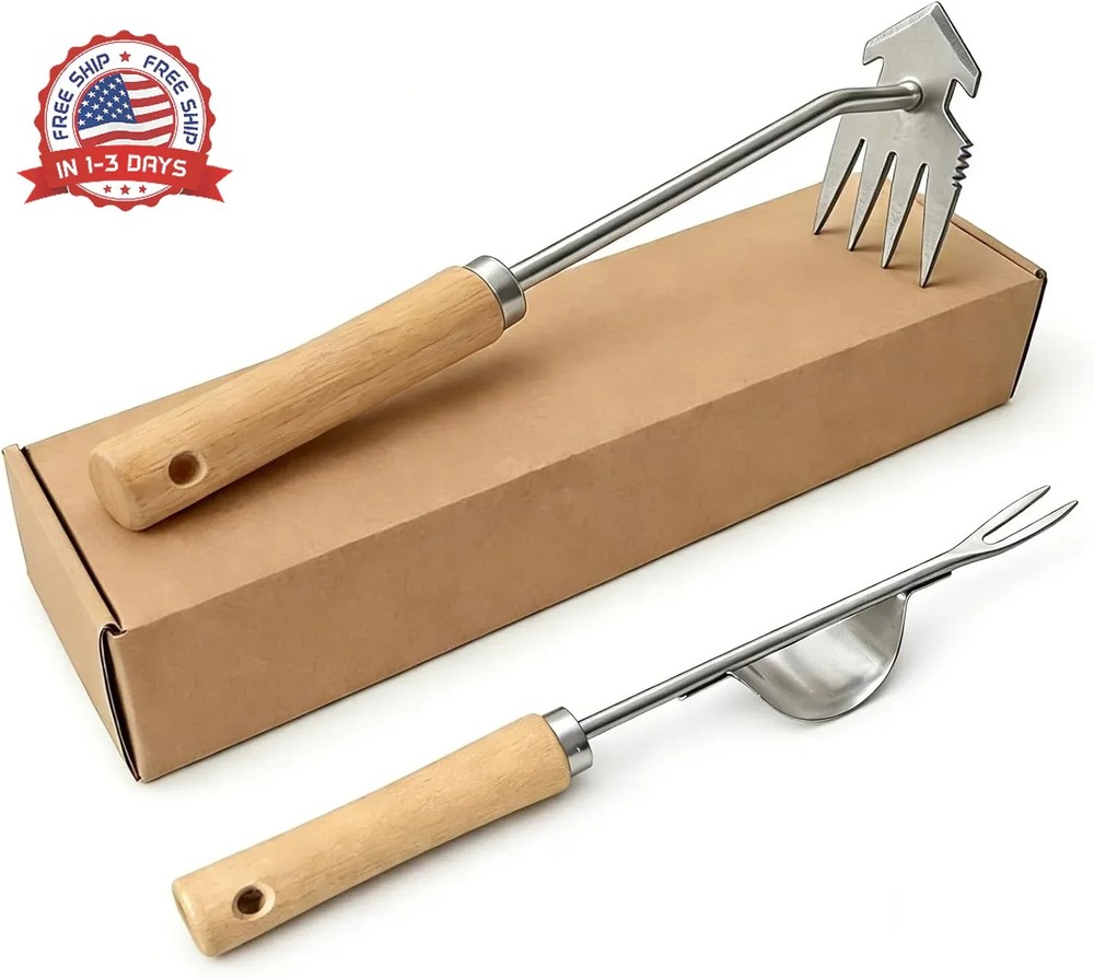 Weed Puller Tool, 2 Pack Garden Tools with 4 Teeth Weed Puller and Uprooting Wee