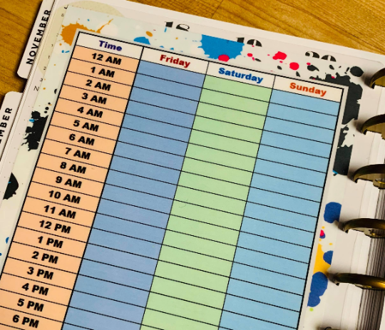 Schedule / Daily / Hourly Dashboard for use with the Happy Planner