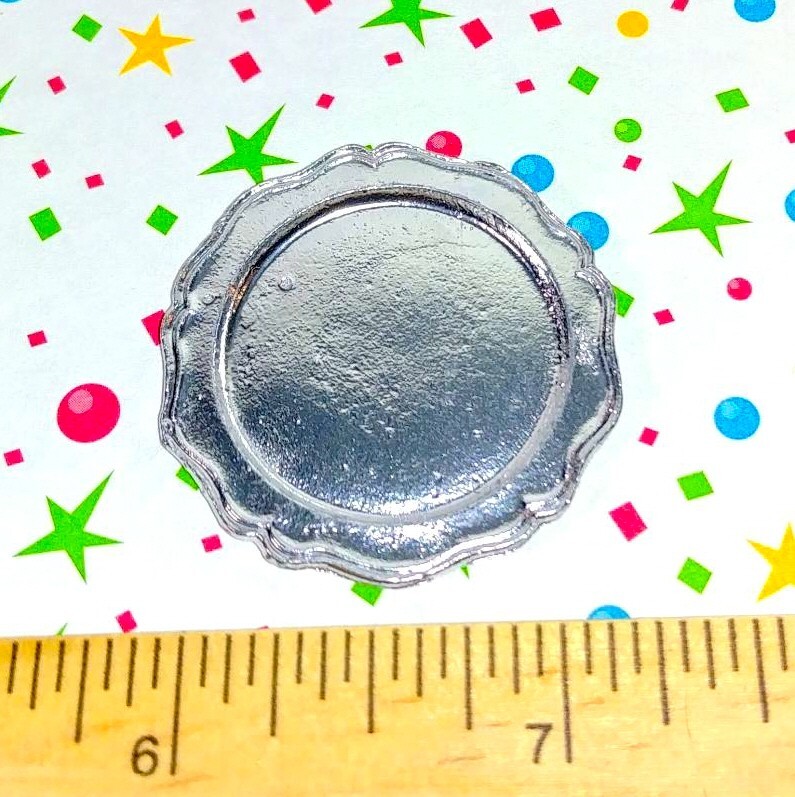 Dollhouse Miniature Silvertone Round Serving Tray