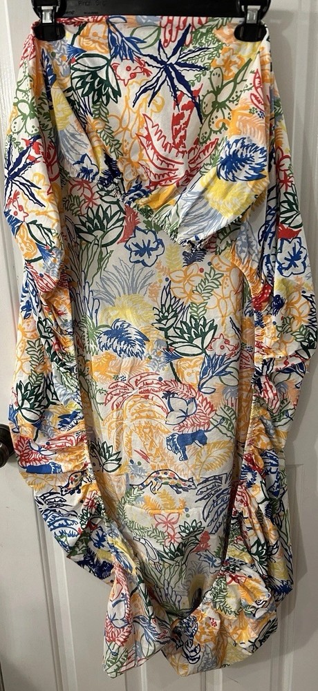 Brooklinen Crib Fitted Sheet Multi JUNGLE Pattern Cotton EUC!