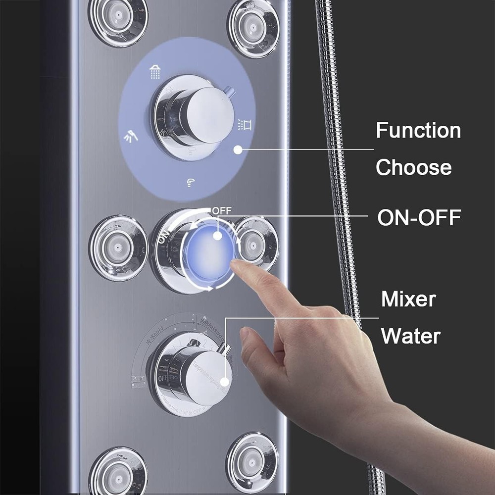 Multi-Function Shower Panel with LED Display: Rainfall, Handheld & Massage Modes