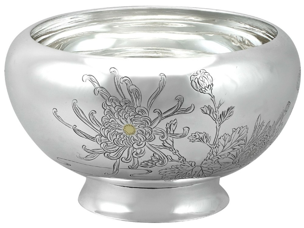 Antique Japanese Silver Serving Bowl