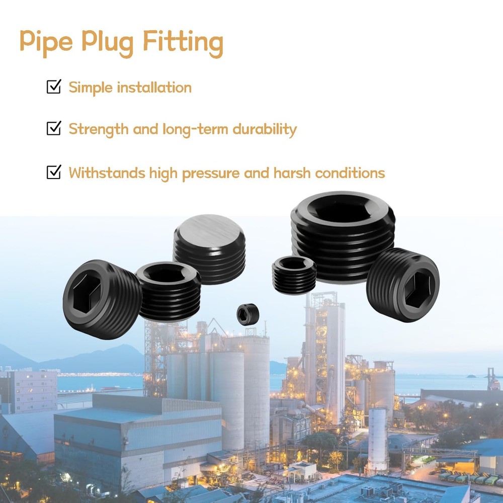 zDwfDc 29PCS 5 Size Pipe Plug Fitting Assortment Kit, Black 29PCS,