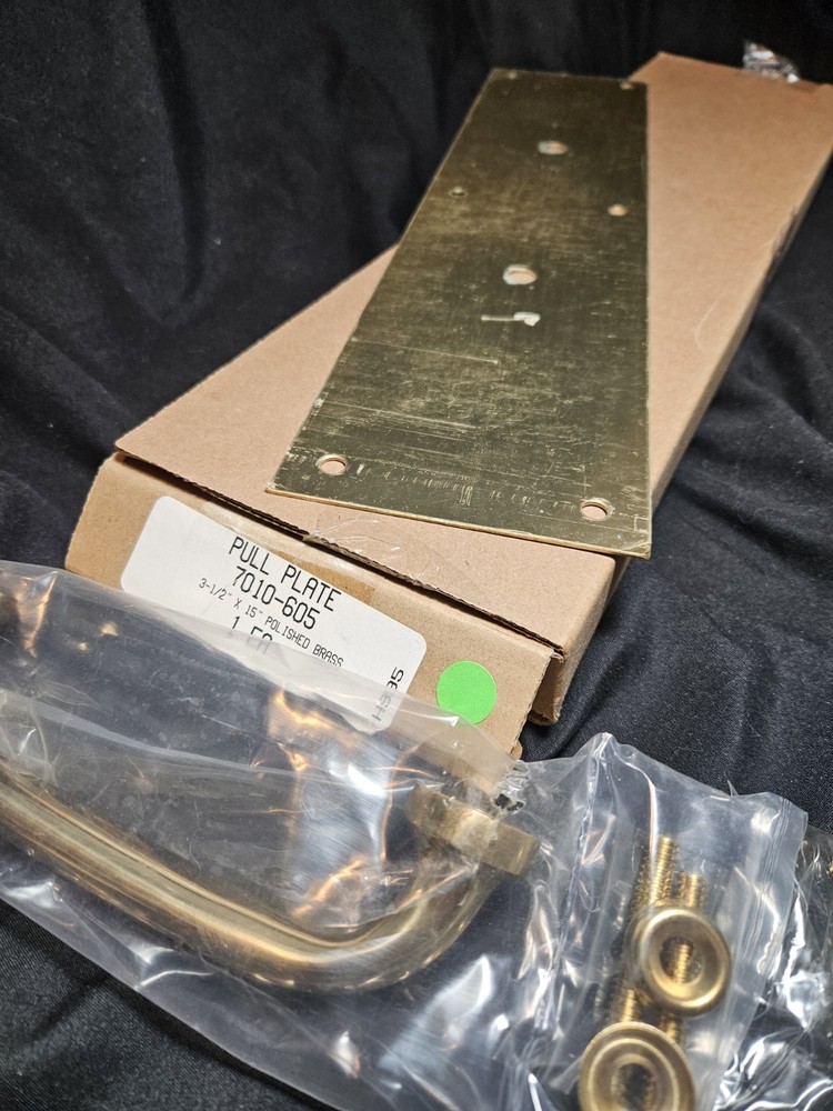 Polished Brass Pull Plate Handle 3.5" X 15" NEW