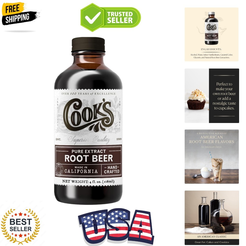 Root Beer Extract Flavoring, For Root Beer Making and Baking, 4 Ounce