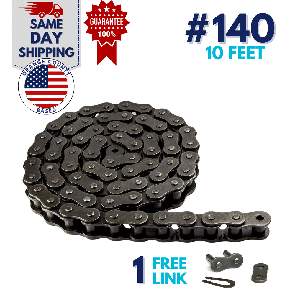 #140 Roller Chain 10 Feet with 1 Connecting Link