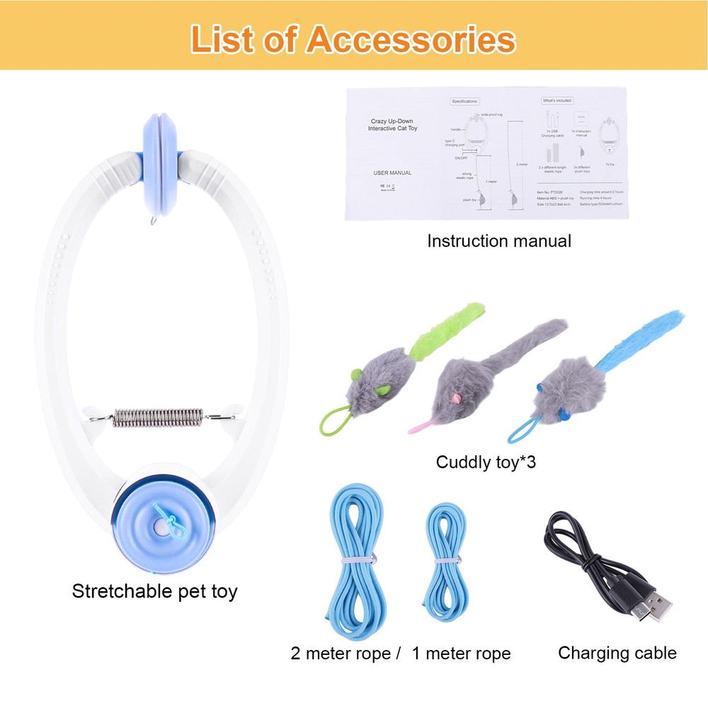 Interactive Cat mouse Toys,Retractable Teaser Toy Hanging Interactive Toys US