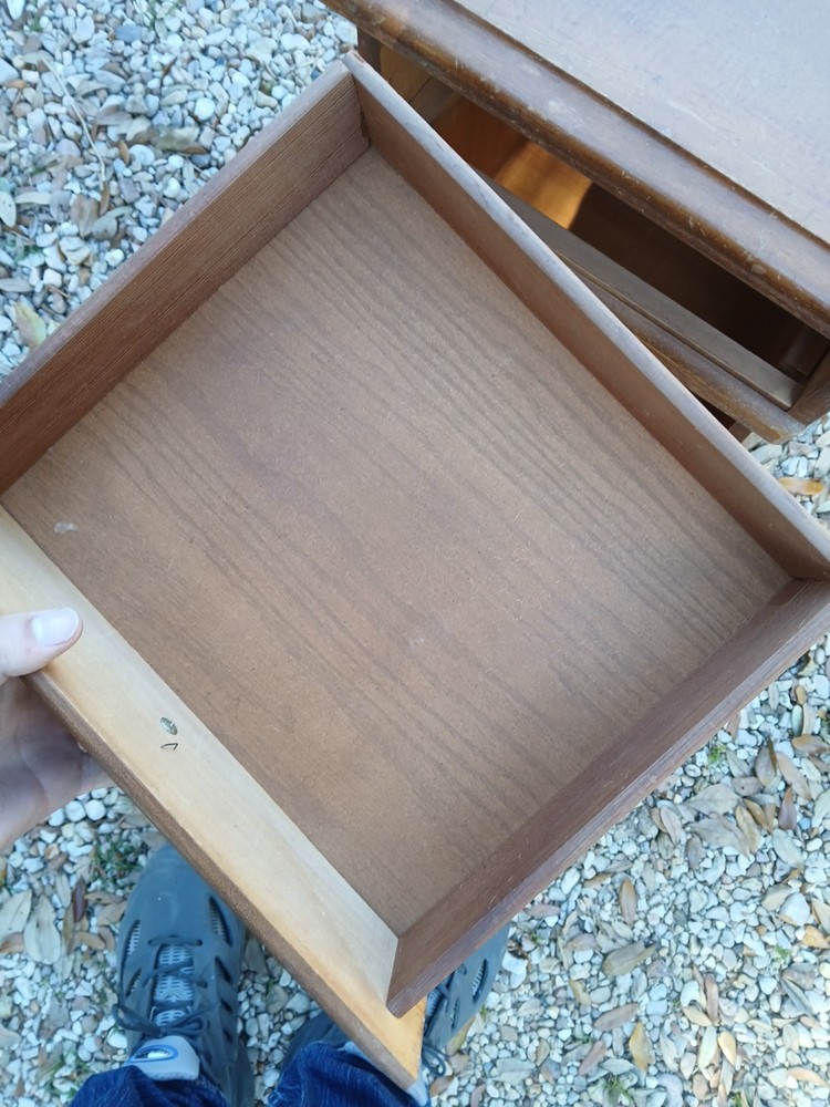 Vintage Solid Maple Single Drawer Nightstand Lion Handle Hardware