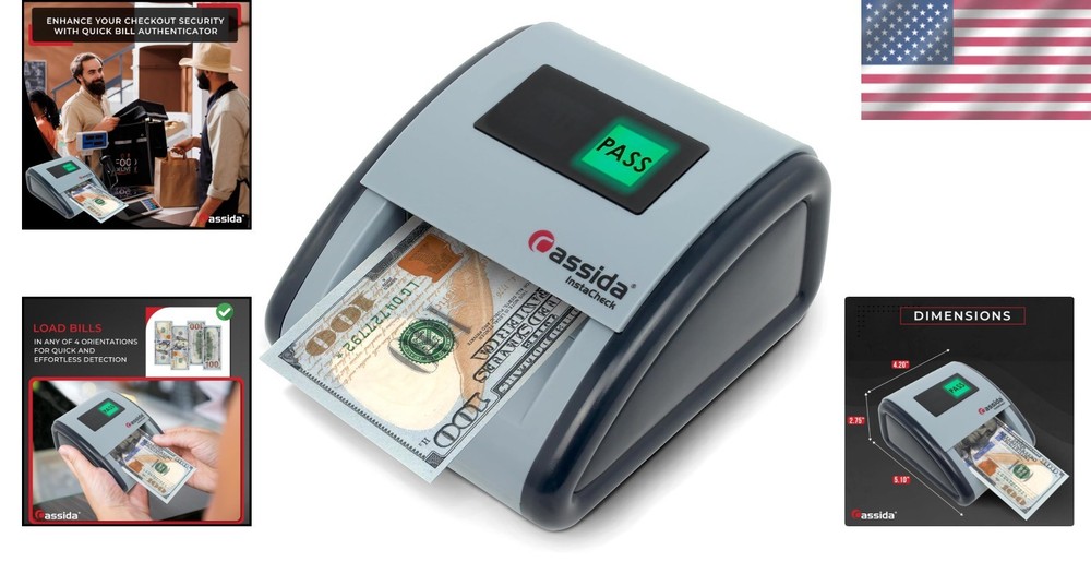 InstaCheck Bill Authenticator: Advanced IR, UV, Magnetic Scan, 1 Yr