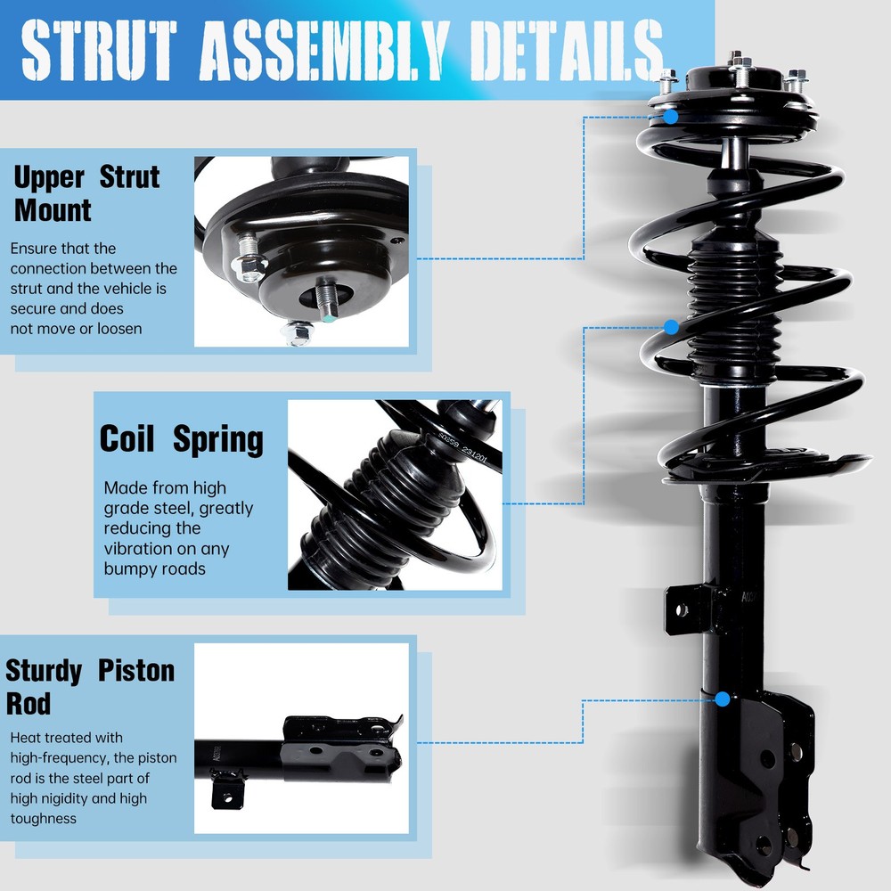 Front Pair Complete Struts & Coil Spring Assemblies for 2007-2017 Jeep Patriot