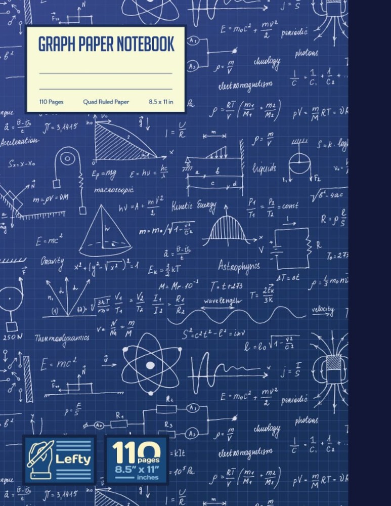 Left-handed Graph Paper Notebook: Math formula Blue Theme | Grid Paper for Math
