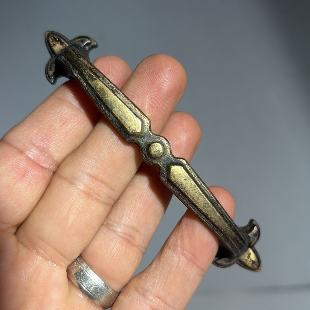 Antique Vintage Victorian Single Brass Drawer Pull Handle