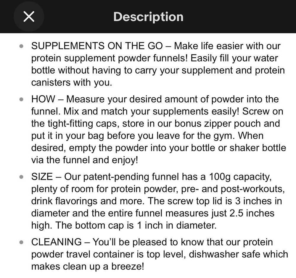 Supplement & Protein Funnel Portable Container Color Coded For Pre & Post-2 Pack