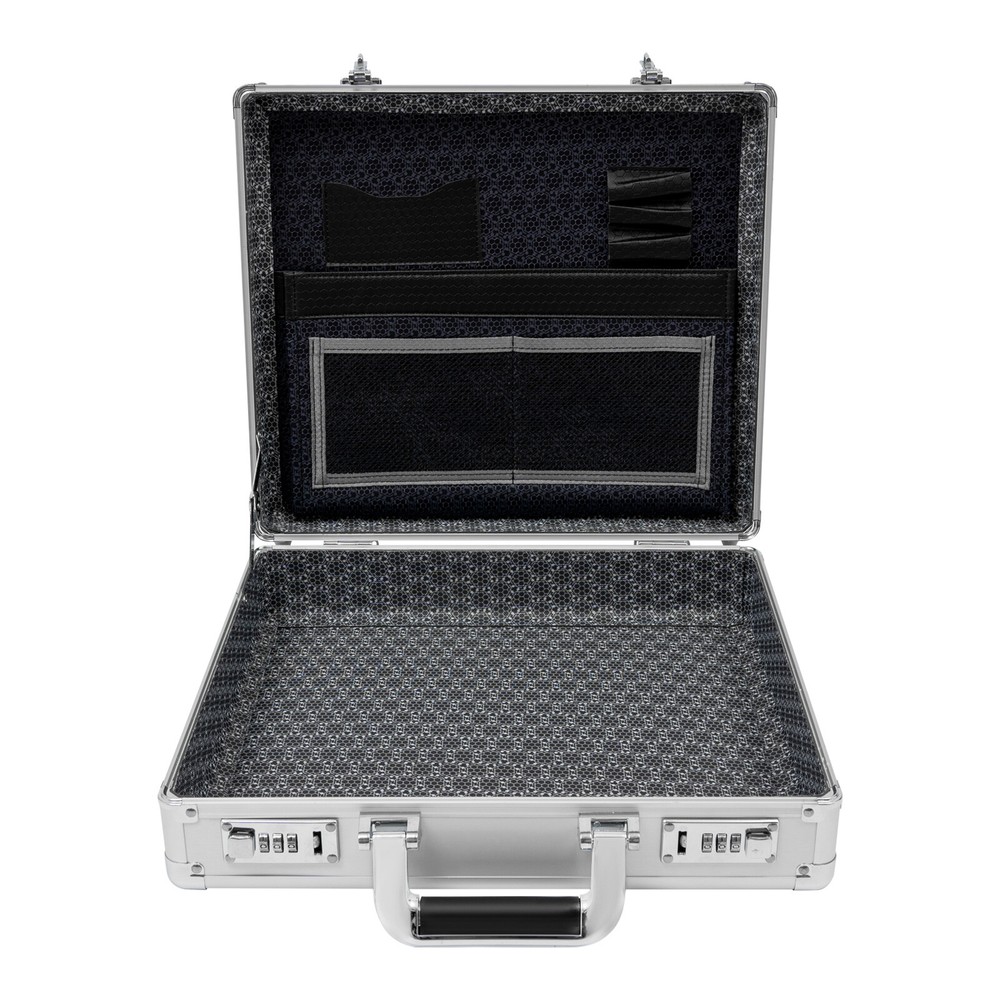 Silver Aluminum Flight Case Hard Men Locking Briefcase Safety Toolbox Office