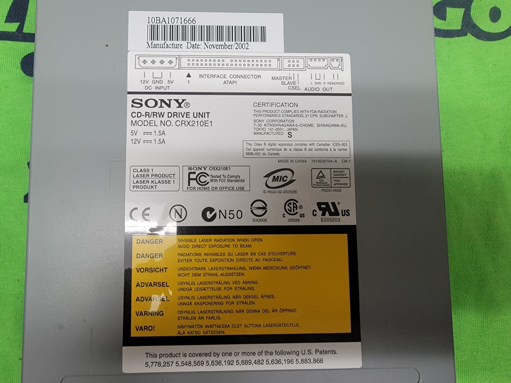 SONY Internal IDE CDRW DRIVE - CRX210E1