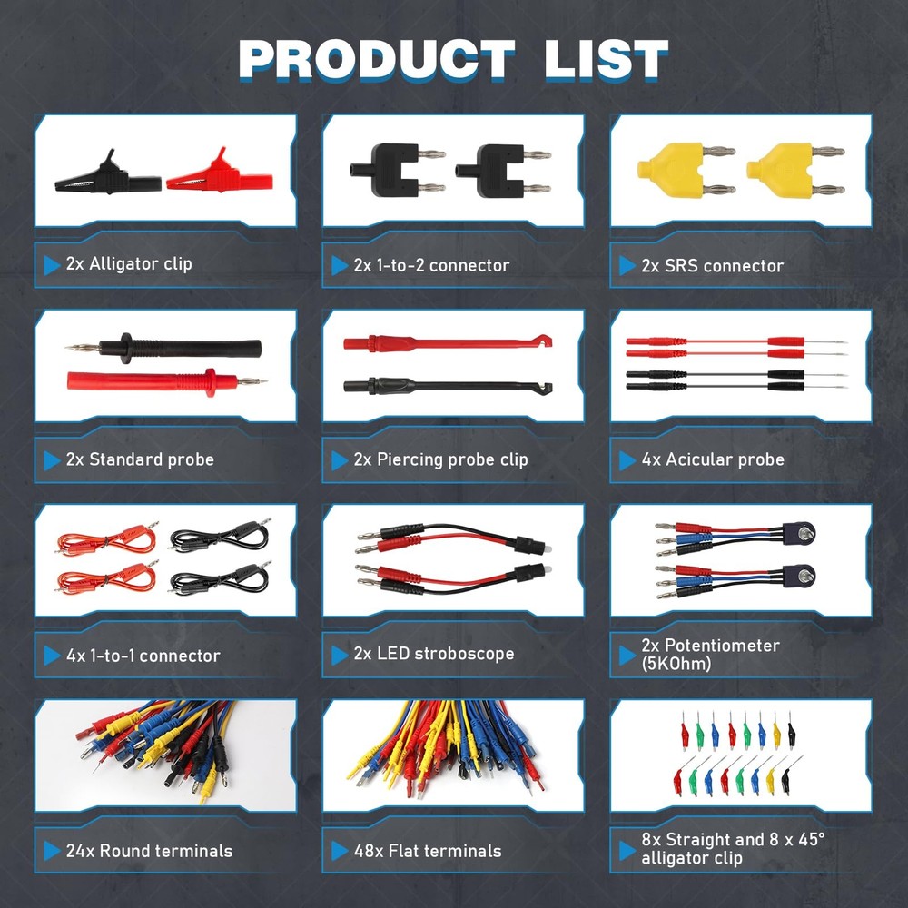 110PCS Automotive Circuit Test Lead Kit, Multimeter Leads Kit,Multi Function ...