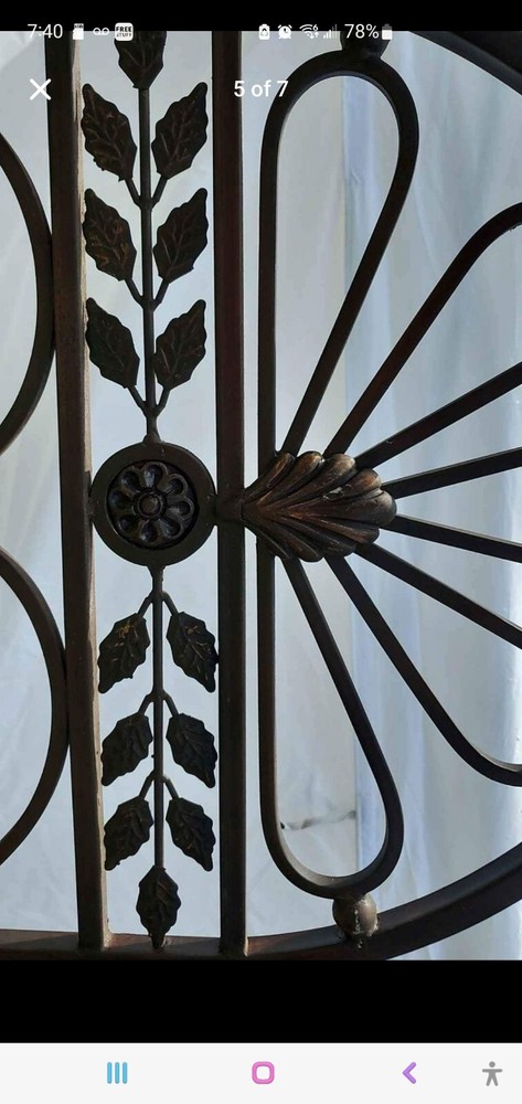 Wrought/Cast Iron Folding Room Divider Screen Bronze Tone Very Heavy Solid Piece