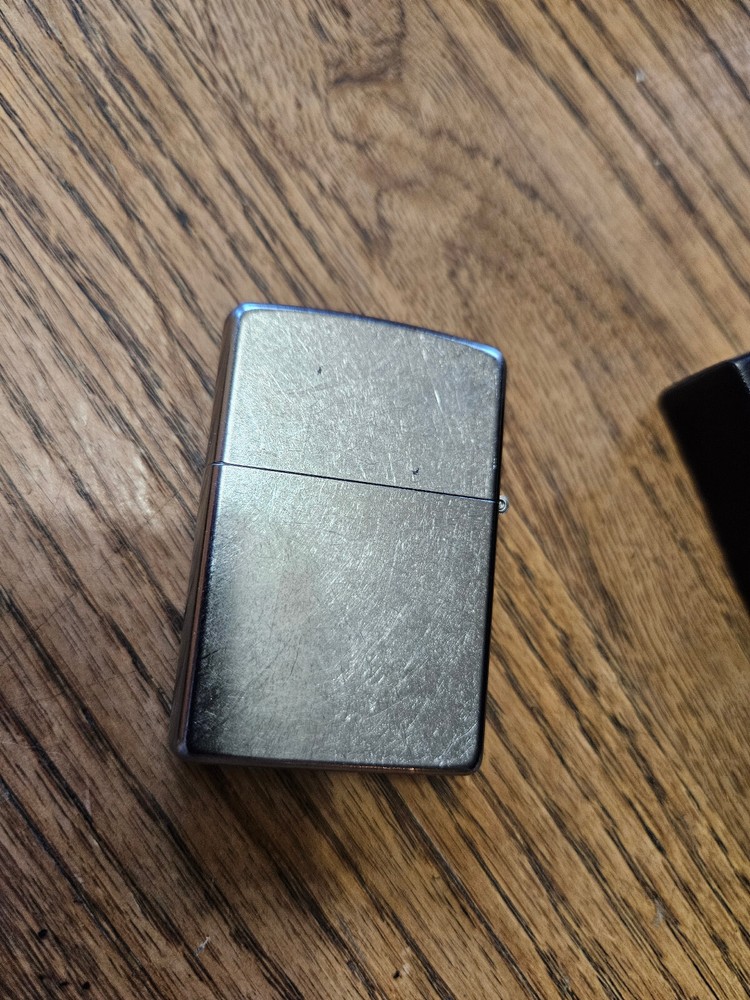 Zippo Lighter Satin Chrome Black Design Never Used