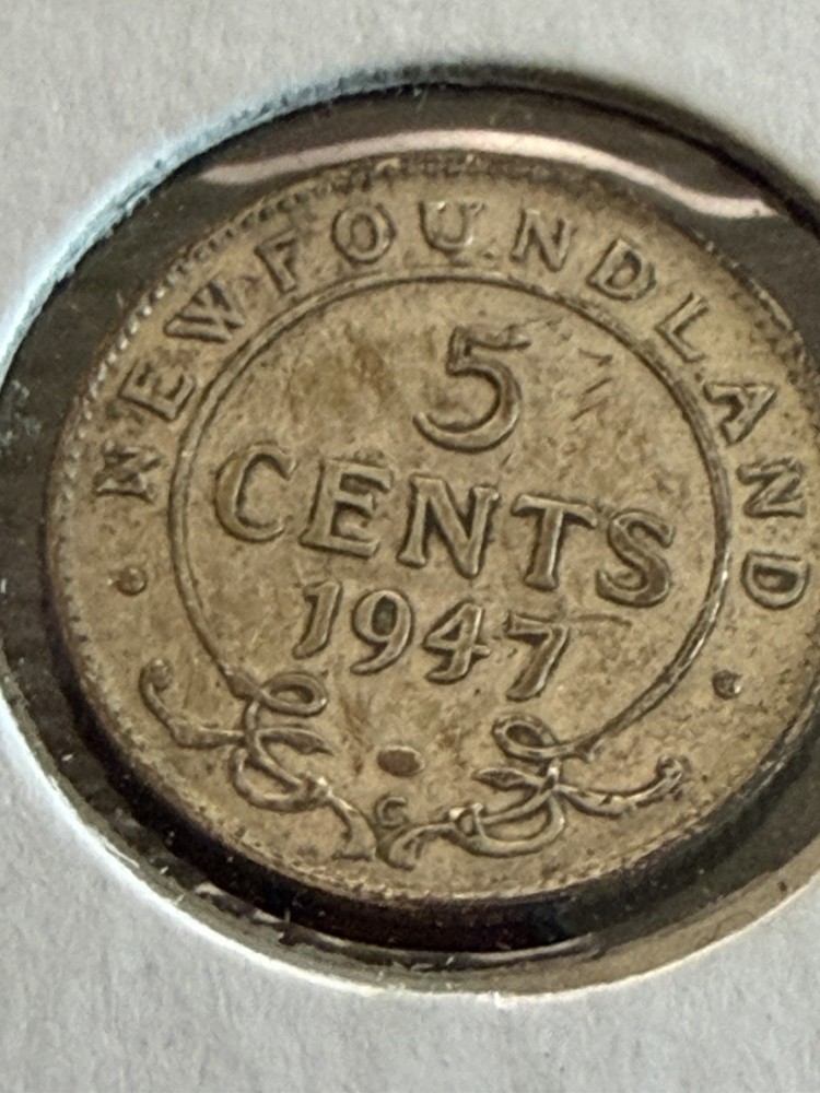 1947 C Newfoundland 5 Cents Silver Nice Grade